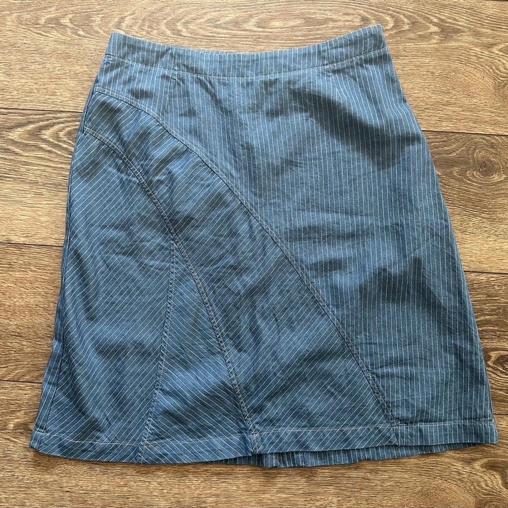 City Blues Koret blue denim striped midi skirt SZ 14P cottagecore med wash